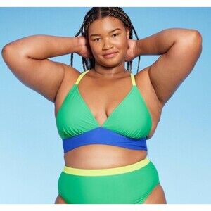 NWT Wild Fable Colorblock Triangle Bikini Top